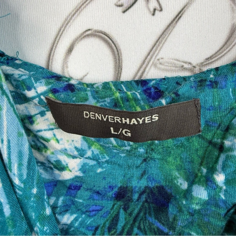 Denver Hayes dress, tropical beach, flowy Blue and Green Patterned Dress - Picture 11 of 12